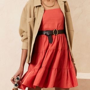 Banana Republic Factory Linen Blend Dress-Dune Red-Sz. S